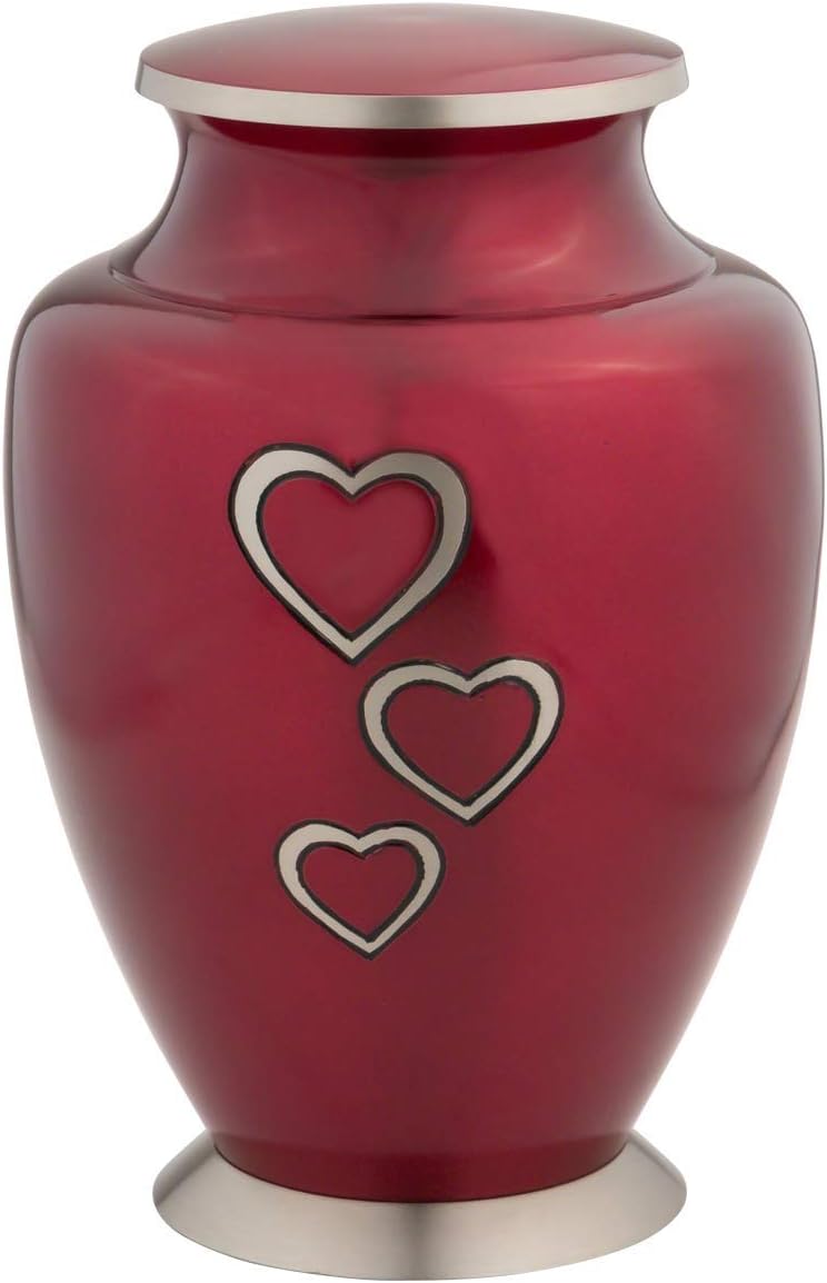 Flowers of Peace Cremation Urn for Ashes, Brass, Blue Urn, Adult Sized Cremation Urn, 10 Inches High