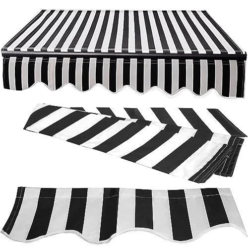 Toile de rechange rétractable 3,7x3m en polyester noir et blanc pour store extérieur - 2