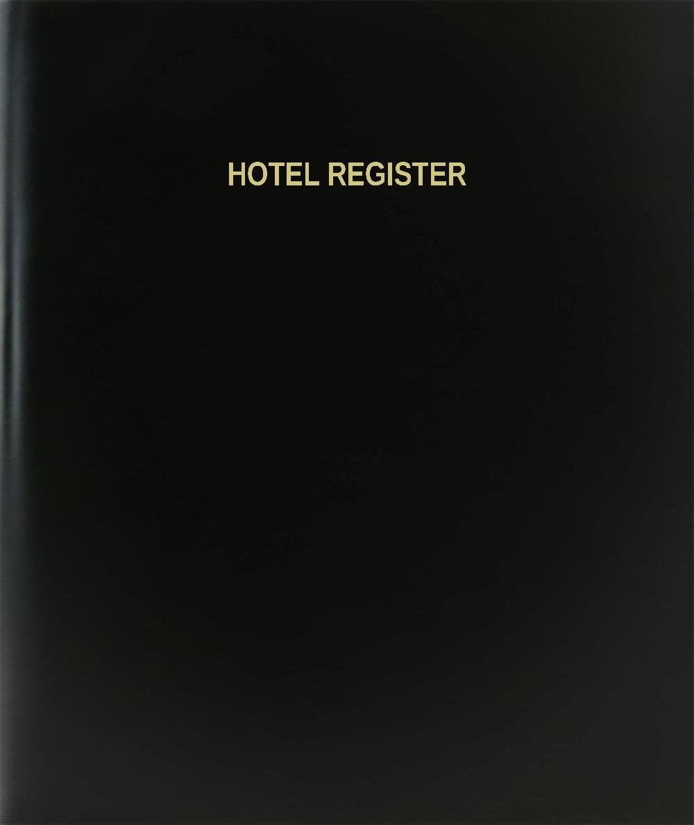 BookFactory Hotel Register Log Book/Journal/Logbook - 120 Page, 8.5''x11'', Black Hardbound (XLog-120-7CS-A-L-Black(Hotel Register Log Book))