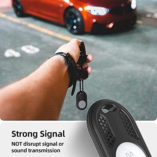 Air Tag Keyring Compatible with Apple Airtag Case Keychain,TPU Rugged Airtag Holder Loop Protector for Dog Collar Airtag Accessories,Black/Black