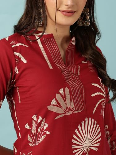 Image of GULMOHAR JAIPUR Women's Rayon Calf Length Printed Straight Kurta Bottom Set
