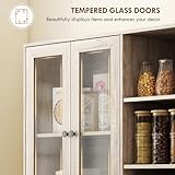 HOMCOM 172 cm Tall Kitchen Cupboard, Pantry Storage Cabinet with Tempered Glass Doors and Soft-Close Hinges, Freestanding Kitchen Cabinet with Adjustable Shelves and 6 Open Shelves, Light Grey - Image 7