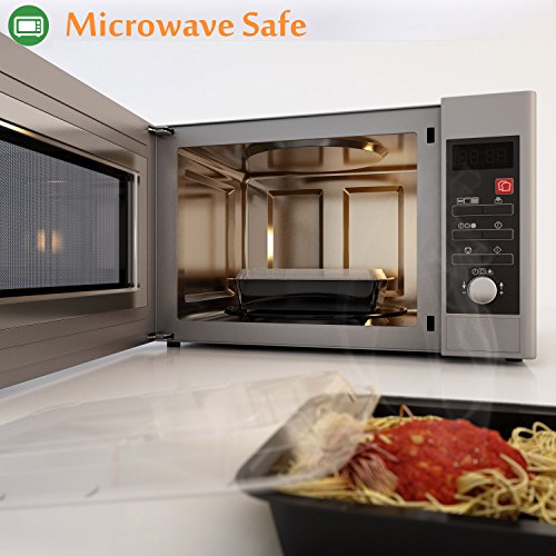 Enther Meal Prep Containers Single 1 Compartment With Lids, Food Storage Bento Bpa Free | Stackable | Reusable Lunch Boxes, Microwave/Dishwasher, Freezer Safe,Portion Control (28 Oz), Black And Clear #TOP3