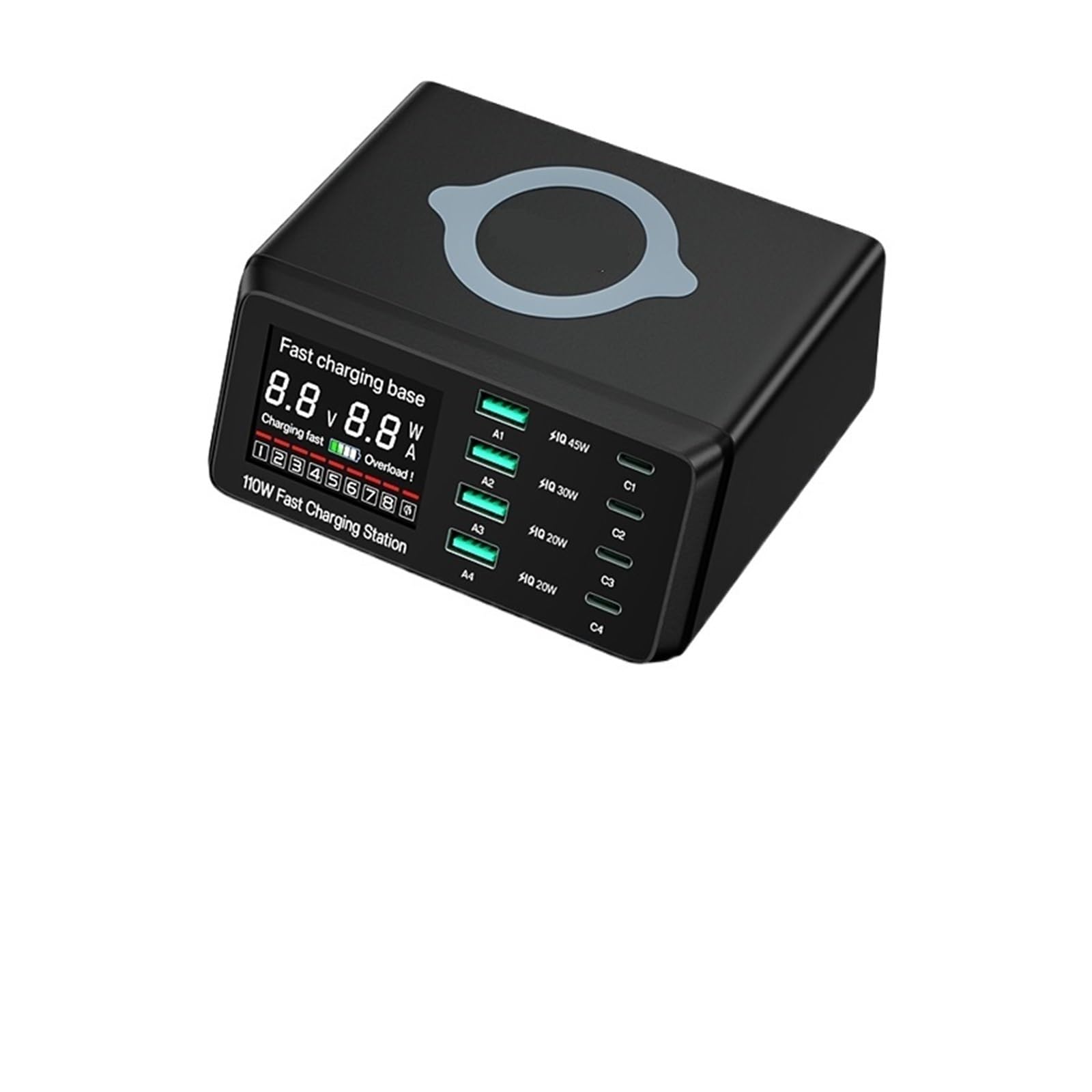 Caricatore USB Multiplo, Stazione di ricarica USB multipla da W, caricabatterie USB a ricarica rapida QC3.0 PD PPS per Smartphone(110W Blue)