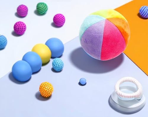 Miniatura 4 de ZaH Pelotas de bebé de juguete de sonajero de arcoíris, pequeña bola de felpa colorida para recién nacido (juguetes para 0 a 36 meses)