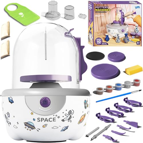 Four à poterie, Tour de poterie électrique avec 15 Accessoires, réglage de la Vitesse, Mini Tour de poterie avec Couvercle de Protection, kit d'outils de Travail de Bricolage d'art de Mise en Forme