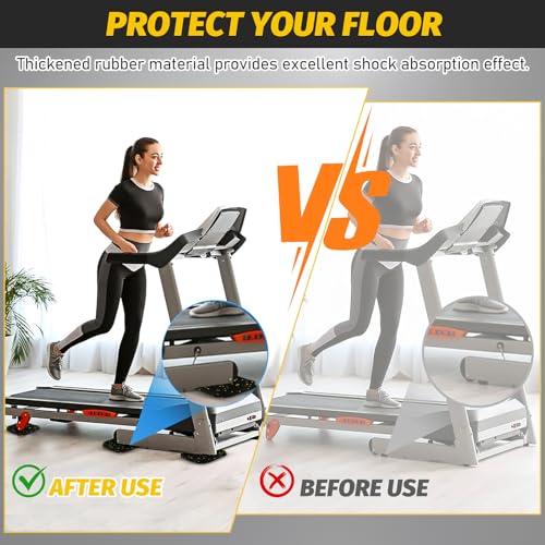 Set de 6 almohadillas para cinta de correr Mipcase 3.93 x 3.93 x 0.39 pulgadas, mats de goma antideslizantes para equipo de ejercicio, reducción de ruido miniatura 4