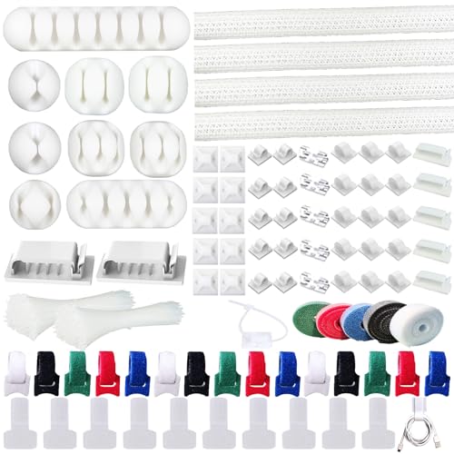 ELII 300-Piece Cable Management Kit with Sleeves, Clips & Adhesive Mounts