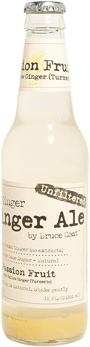 Bruce Cost Ginger Ale, Passion Fruit with Yellow Ginger (Turmeric), 12 Ounce (Pack of 6) Frustration Free Packaging