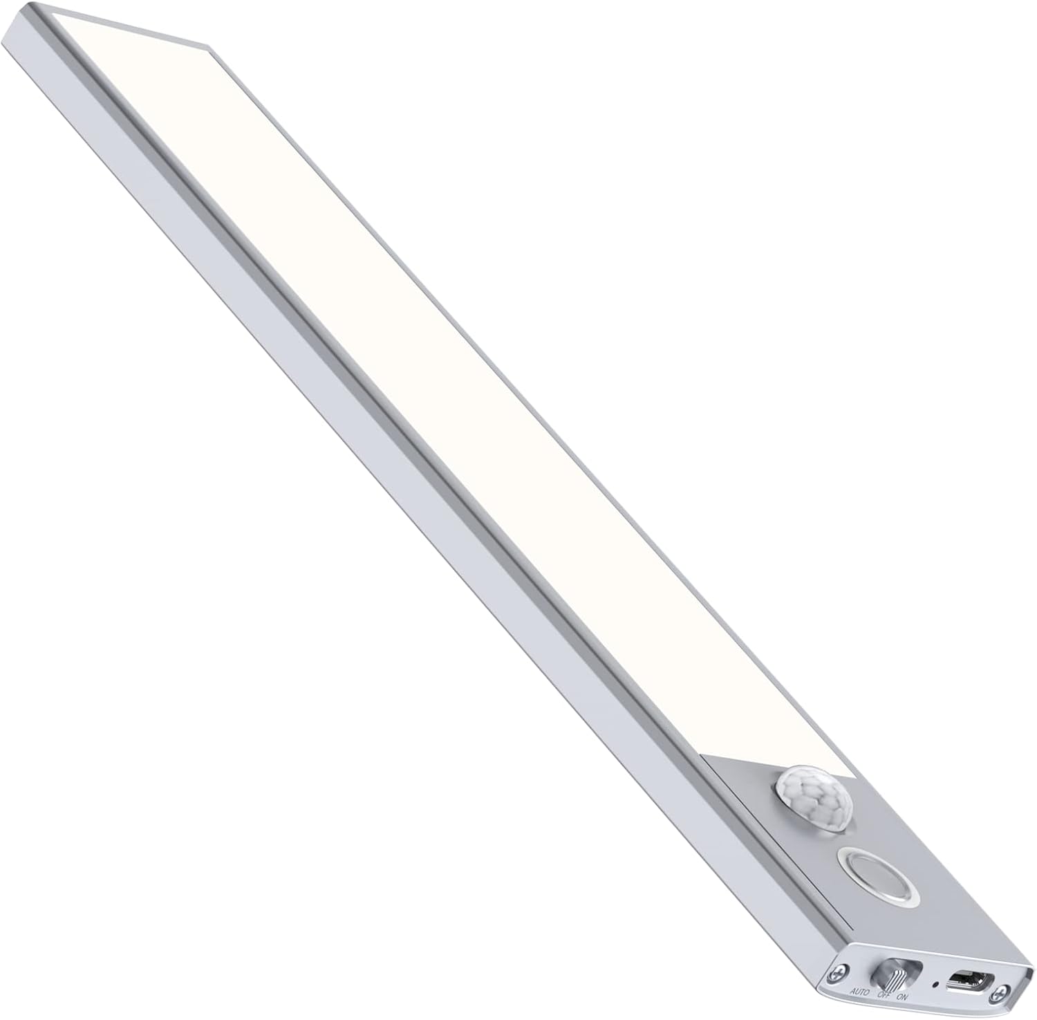 Led Under Cabinet Lighting,Magnetic Motion Sensor Cabinet Light,3 Colors Under Counter Lights,Wireless USB Rechargeable Undercabinet Lighting for Kitchen (Silver-3 Colors Light, 10.23inch)