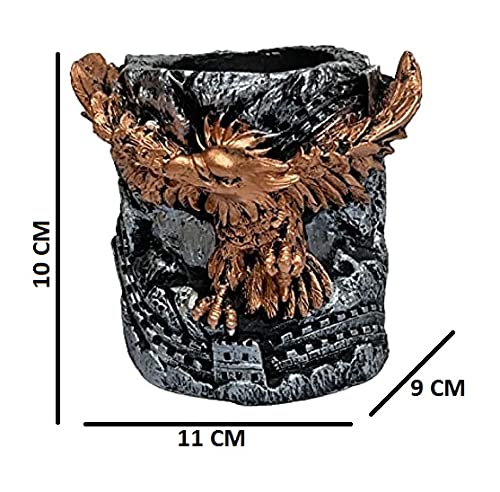 Image of AUGEN Pen Stand Decorative Hand Painted Eagle Design Stationery Holder | Gift Item | Table Top Decor (2083)