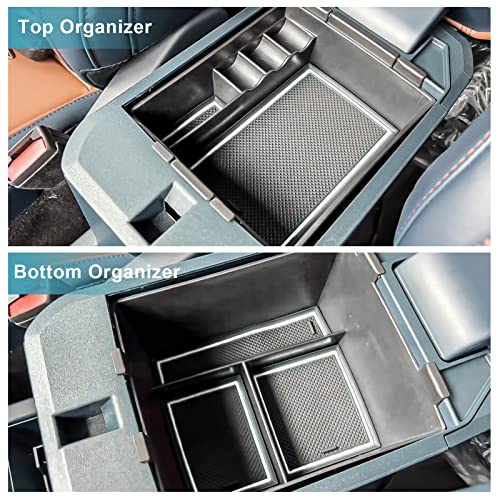 Image of CDEFG for 2022 2023 2024 2025 2026 Ford Maverick Center Console Organizer Tray 2022-2026 Maverick Armrest Trays Storage Box Coin Container 2022-2026 Maverick Truck Accessories, 2Pcs(White Trim)