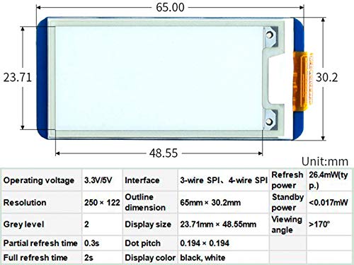 Waveshare 2.13INCH E-PAPER DISPLAY HAT 2.13Inch E-Ink Display Hat V3 Version thumb #5