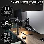 VIVO Full Motion Dual Monitor Desk Mount Clamp VESA Stand w/Double Center Arm Joint, Fits up to 34 inch Screens, STAND-V102D