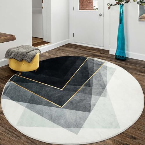 Tapis rond 120 cm gris antidérapant et lavable en machine - 3