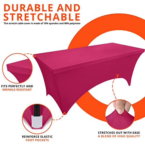 Image of Utopia Kitchen Spandex Tablecloth 2 Pack [6FT, Fuchsia] Tight, Fitted, Washable and Wrinkle Resistant Stretch Table Cloth Rectangle Cover for Trade Show, Weddings & Parties [72Lx30Wx30H Inch]
