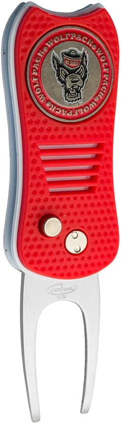 Team Golf NCAA Switchblade Divot Tool with Double-Sided Magnetic Ball Marker, Features Patented Single Prong Design, Causes Less Damage to Greens, Switchblade Mechanism