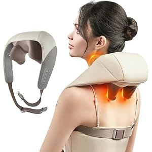 Neck and Shoulder Massager with Heat for Pain Relief Deep Tissue, Electric Human-Hand Kneading Shiatsu Neck Back Massager, 5D Electric Squeeze Muscles Massage Pillow, Perfect Gifts for Men Women Dad