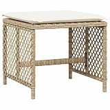 HKQWPBF Gartenhocker Mit Kissen 4 STK. Beige 41x41x36 cm Poly Rattan