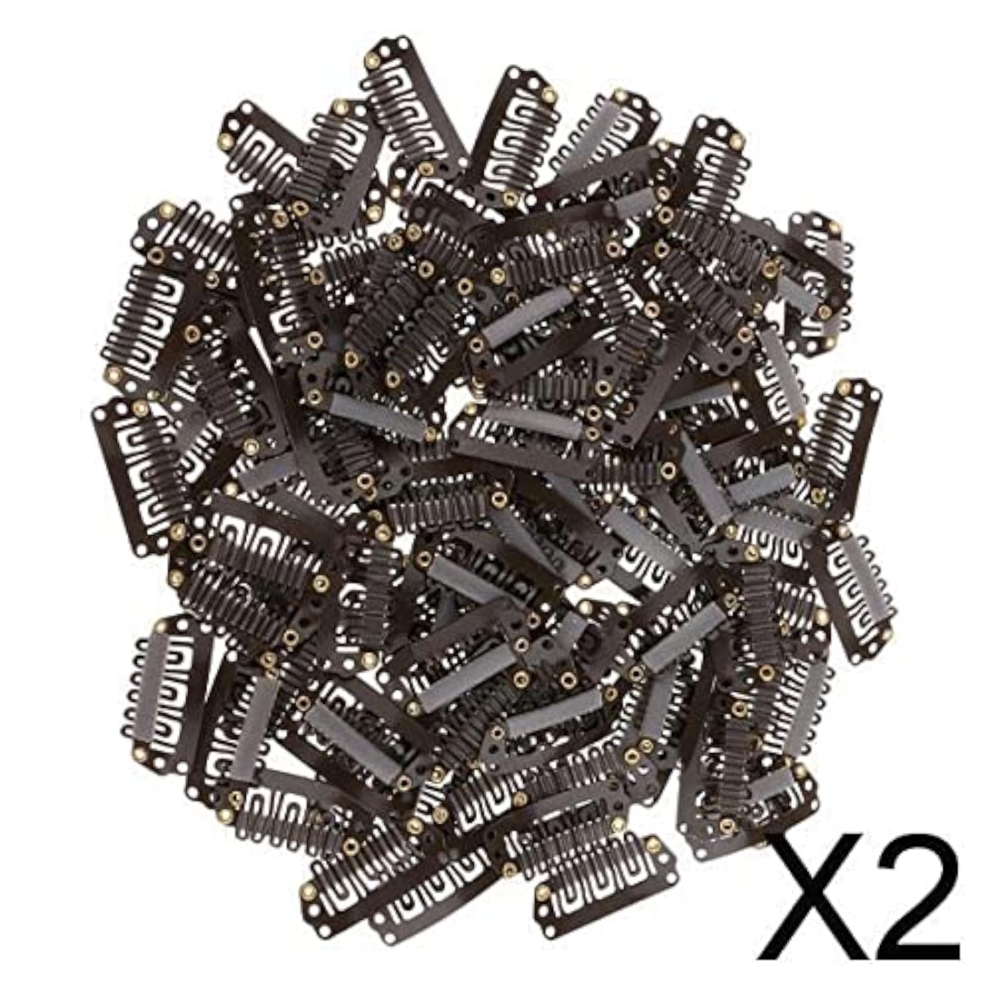 2x100pcs Metal Snap Clips for Hair Extensions, Dark Brown