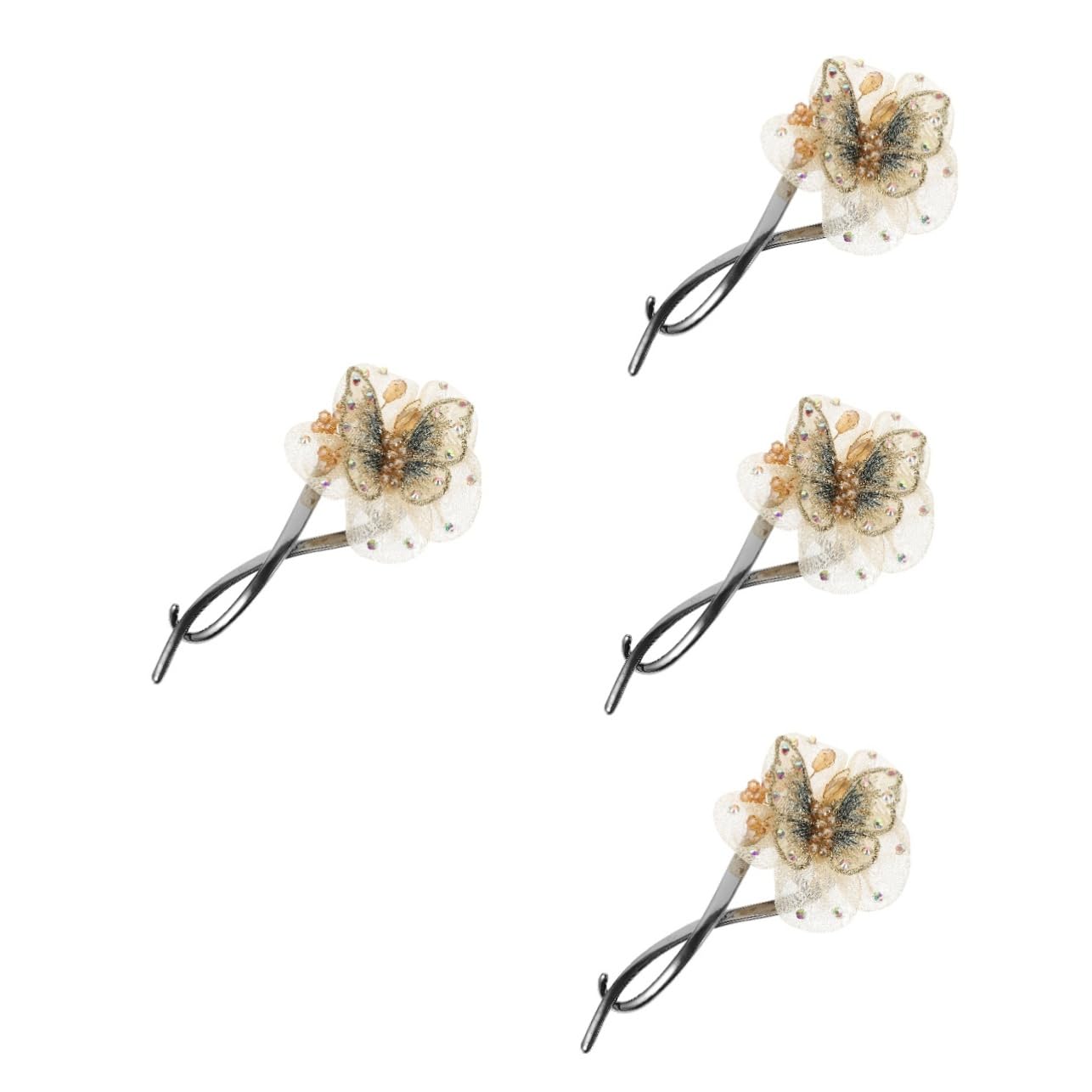 FRCOLOR 4 Piezas sombrerería hair clips horquillas moño pasadores de pedrería para pinzas para el cabello de las niñas alfileres franceses pinzas de pelo de plátano para tela
