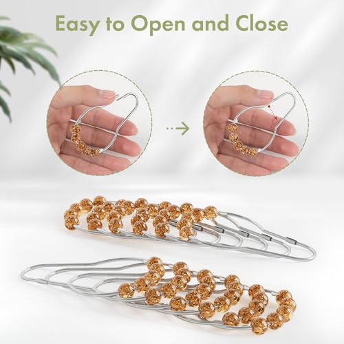 Image of Amazer Shower Curtain Hooks, Decorative Shower Curtain Hooks, Amber Shower Curtain Rings Rustproof Stainless Steel Shower Hooks for Shower Curtain Liner Shower Rod Hook 12pcs
