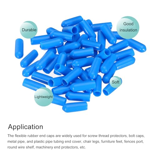 Image of MECCANIXITY 50pcs 5mm(3 /16 inch) Rubber End Caps Cover PVC Vinyl Screw Thread Protector Round Wire Shelf Caps for Screw Bolt Pipe Fence Post, Light Blue
