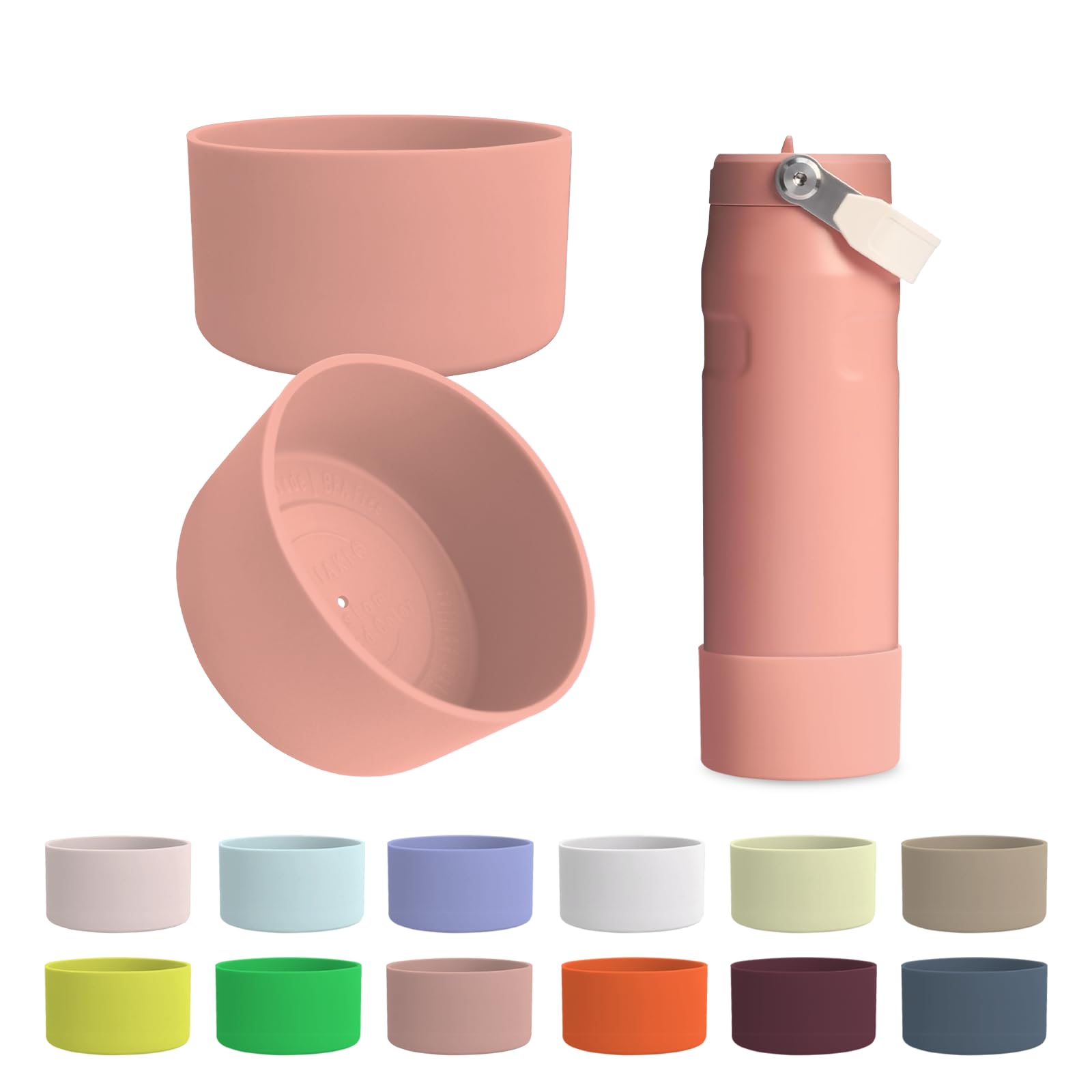 Kaitiaki 2PCS Silicone Boot for Stanley IceFlow 24 oz, Anti-Slip Protector Stainless-Steel Bottle Sleeve, Water Bottle Accessories for Stanley Scratch-Resistant, BPA-Free (Exclusive Sienna Peach)