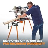 BORA Universal Miter Saw Stand with Quick Release Tool Mounting System- Portable Miter Saw Stand 227Kg Max Weight Load - 863mm Height with Outrigger Arms Up to 2895mm - PM-4000, Orange - Image 4
