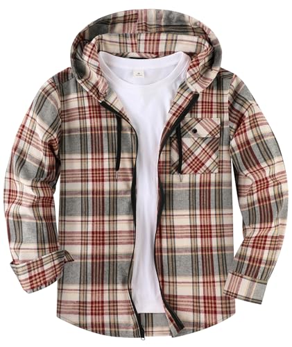SwissWell Camisas Franela para Hombre Camisas a Cuadros con Capucha Camisa de Manga Larga Chaqueta Camisa de Leñador para Trabajo Senderismo Camping