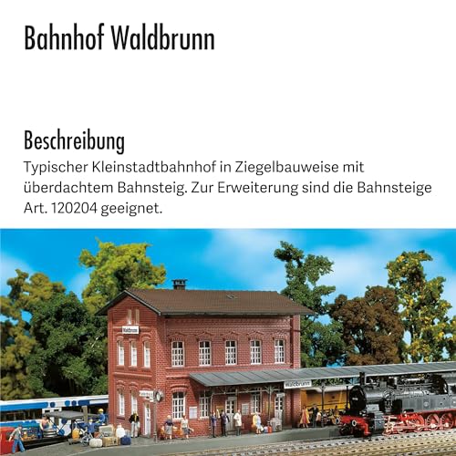 FALLER Bahnhof Waldbrunn Modellbausatz mit 82 Einzelteilen 240 x 125 x 135 mm I Modelleisenbahn Zubehör H0 Gebäude I Modelleisenbahn H0 Bahnhof
