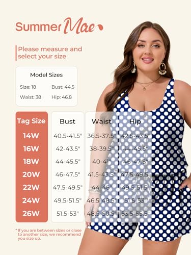 Image of Summer Mae Plus Size Swim Romper One Piece Swimsuit Women Blouson Bathing Suit with Pockets 2026 Modest Swimwear Polka Dot 20 Plus