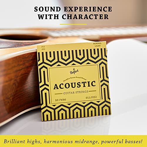Image of BELFORT 3x Acoustic Guitar Strings 6 string set - Premium coating (80 /20 Phosphor Bronze) 3x Guitar Strings Acoustic 6 String Set + 12 Picks + 3xE - cuerdas para guitarra acustica /cuerdas de guitarra