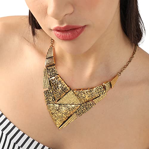 Image of SOHI Contemporary Necklace for Women and Girls, Necklace with Chain detailing for women, Statement jewellery, Fashion Jewellery for women, Imitation, ladies
