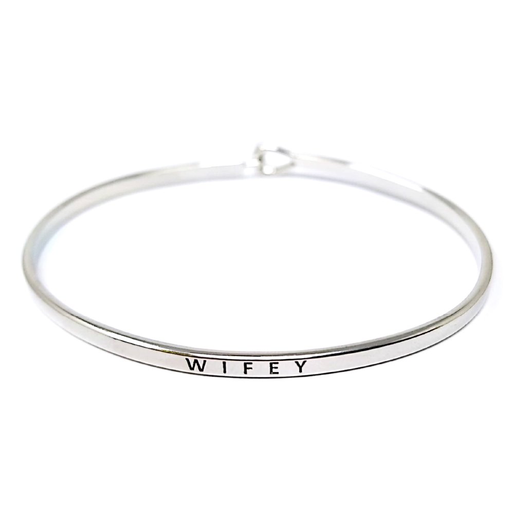 by you Inspirational Positive Message Engraved Thin Cuff Bangle Hook Bracelet