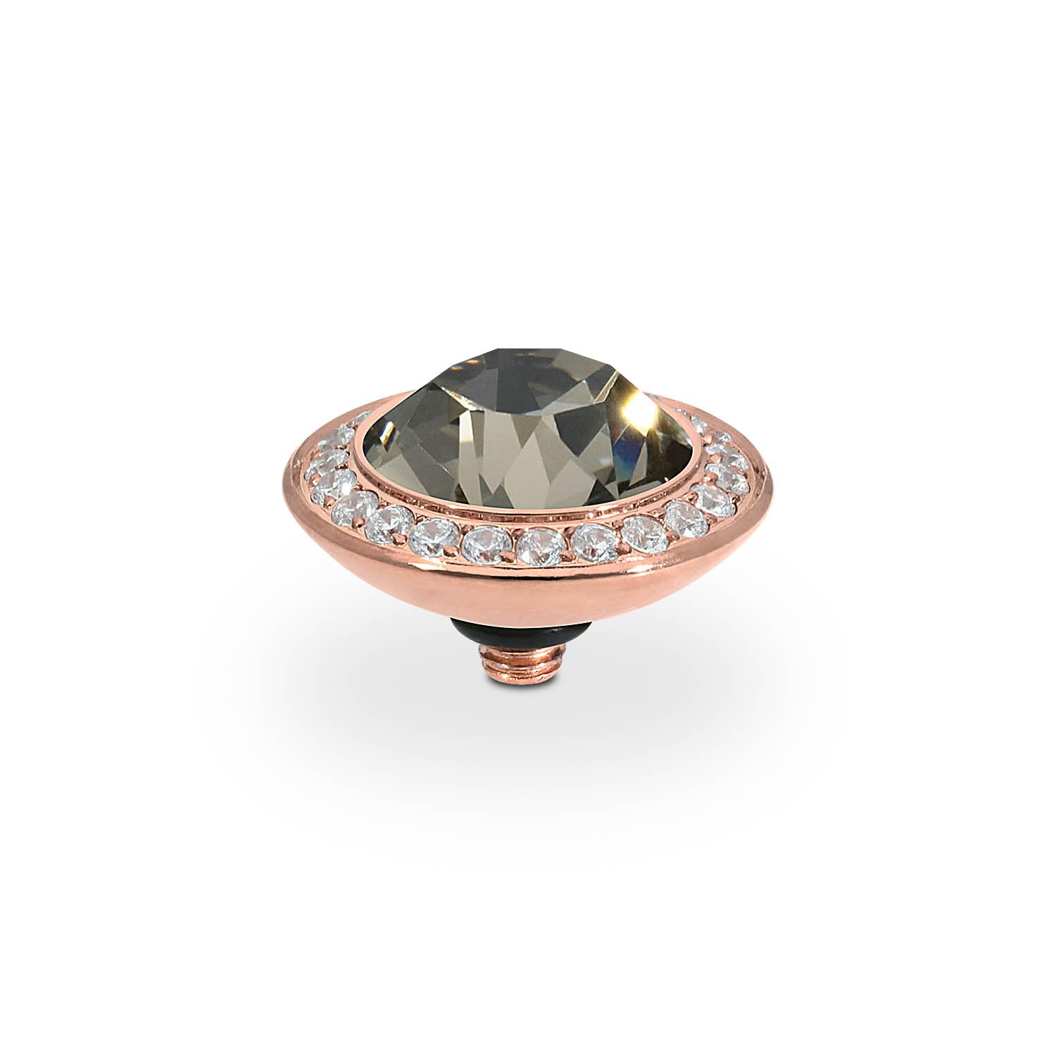 Qudo INTERCHANGEABLE TONDO deluxe 13mm rosegold Aufsatz für Ring (greige)