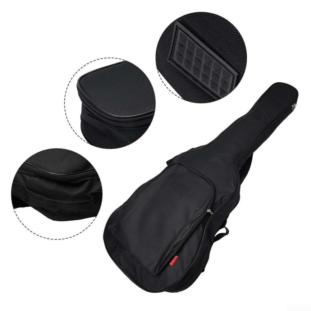 Housse de transport rembourrée imperméable pour guitare acoustique standard, Noir