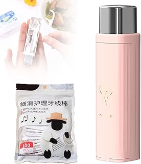 Portable Floss Dispenser with 100 Floss Sticks, Upgraded Button Push Type Dental Floss Case, Refillable Floss Stick Organizer Automatic Dental Floss Picks Cases for Teeth Cleaning (Pink)