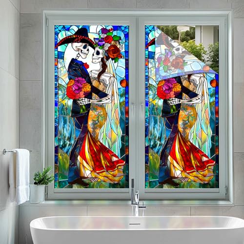 Vinilo decorativo de ventana HOMETITUTE Día de Muertos 17.7x39.3 pulg miniatura 5