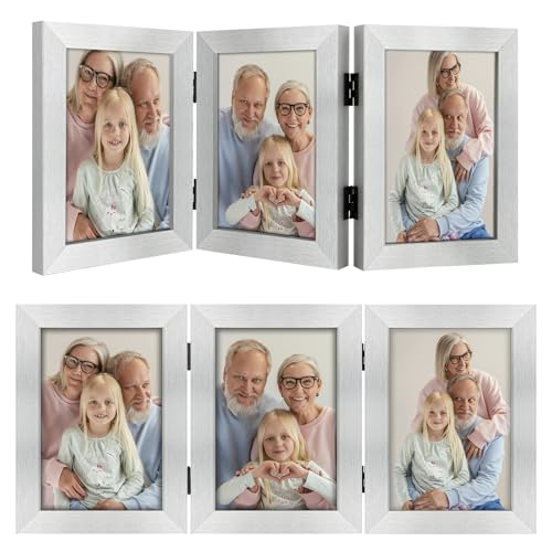 Frametory, 5x7 Triple Picture Frames Silver, 2 Pack