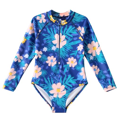 Angel season Girls Long Sleeve Bathing Suit and Rash Guard One Piece Swimsuits Bundle2