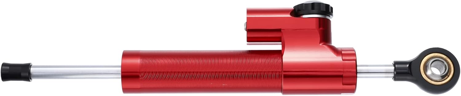 Motoforti Universal Motorcycle Steering Damper Red Adjustable Linear Stabilizer for Scooters Steetbike