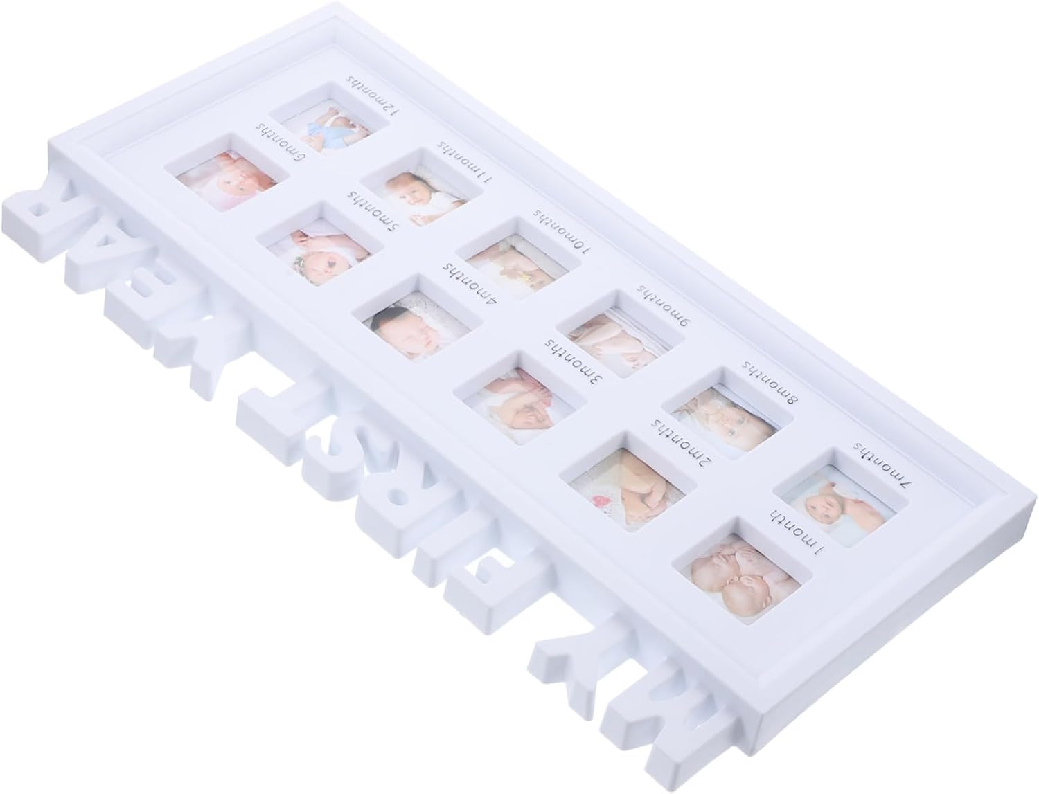 Milisten 12 Months Baby Growth Keepsake Frame Baby First Year Photo Collage Display