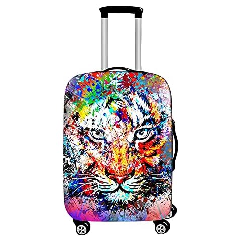 Surwin 3D Print Trolley Case Protective Cover Elastic Anti-Scratch Dustproof Luggage Sleeve Cover Premium Travel Suitcase Protector Elasticized Washable (Color Tiger,XL (30-32 inches)) Cover