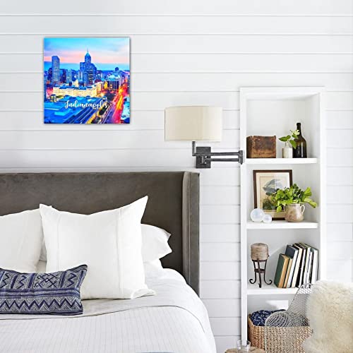 Tableau bois rustique skyline Indianapolis 40cm | Déco chic