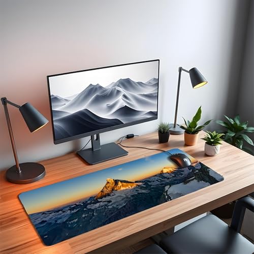 Image of Mountain XL Extended Gaming Mouse Pad | XXL Large Desk Mat 60x30cm for Laptop & PC | Non-Slip Rubber Base, Waterproof, Durable & Smooth Surface | Office, Gaming & Study