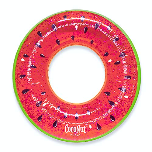 CocoNut Float Juicy Watermelon Glitter Pool Float – Inflatable Ring Float – Durable Long Lasting 3.5 Foot Lounge Tube and Water Toy – Colorful Decoration for Summer Parties, Events – Ages 8+ Years