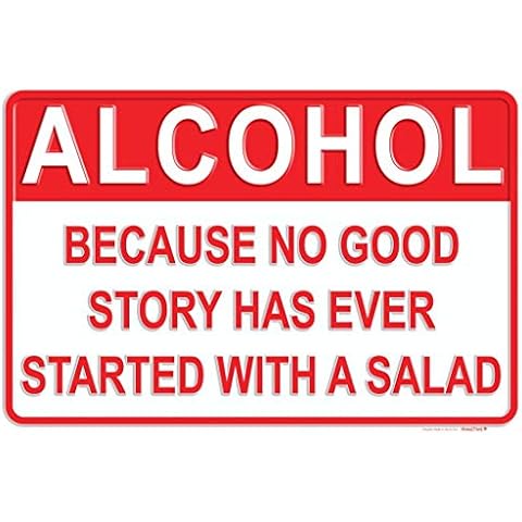 Tags America Alcohol Because No Good Story Has Ever Started with A Salad – Metal Man Cave Bar Signs – Home Wall Decor Cover