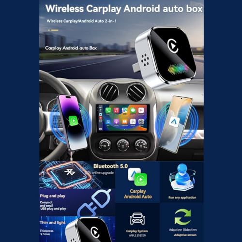 Adaptador CarPlay inalámbrico Jnchdghwa con caja AI de conversión de cable a inalámbrico 3
