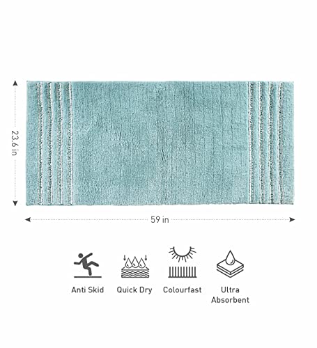 Image of Obsessions Ultra Soft Solid Bath Runner - Premium 1950 GSM Density, Anti-Skid Safety Backing & Superior Absorbency for Quick-Dry Comfort (60x150 cm, Aqua)